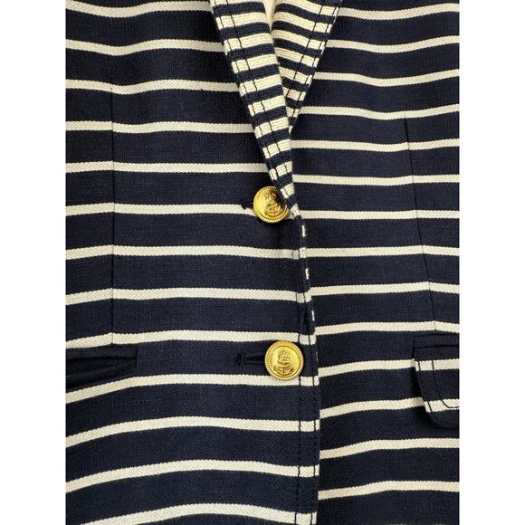 J Crew Schoolboy Size 2 Blazer Navy Striped Preppy Old Money Nautical Academia - Picture 2 of 12